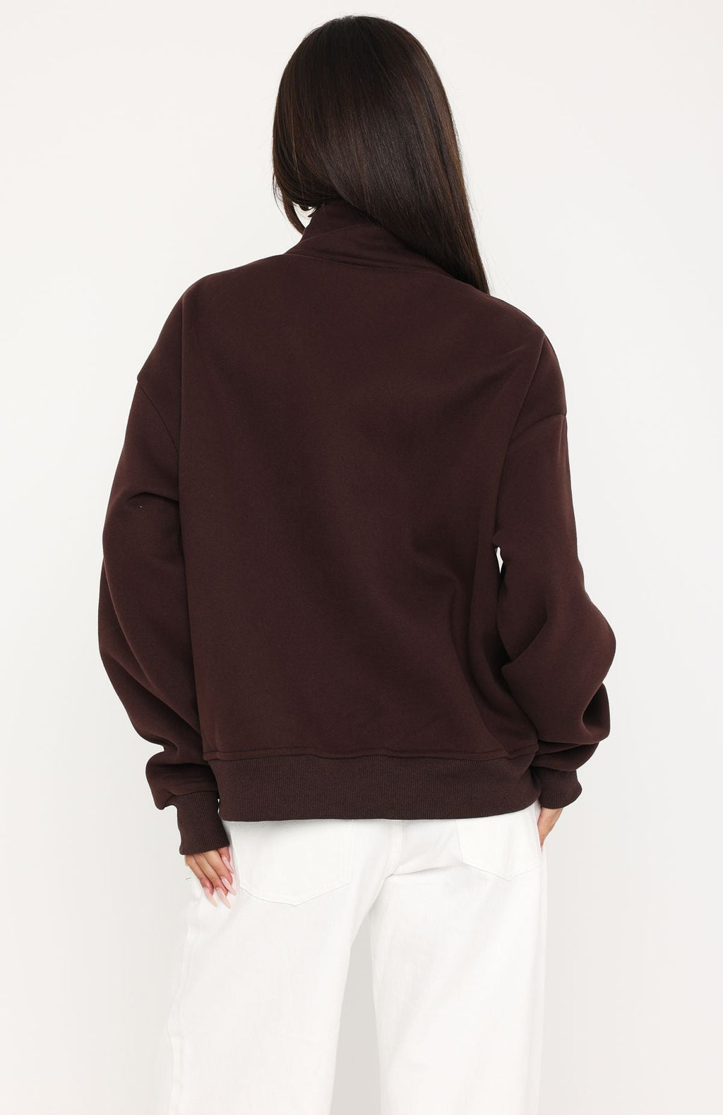 Such A Dream Oversized Zip Front Funnel Neck Jacket Chocolate