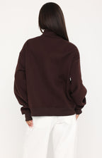 Such A Dream Oversized Zip Front Funnel Neck Jacket Chocolate