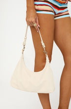 Jane Shoulder Bag Cream Faux Suede
