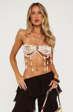 Lumiere Beaded Top Pearl/Gold