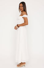 High Views Off Shoulder Maxi Dress White