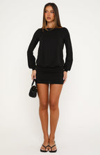 Off The Market Long Sleeve Mini Dress Black
