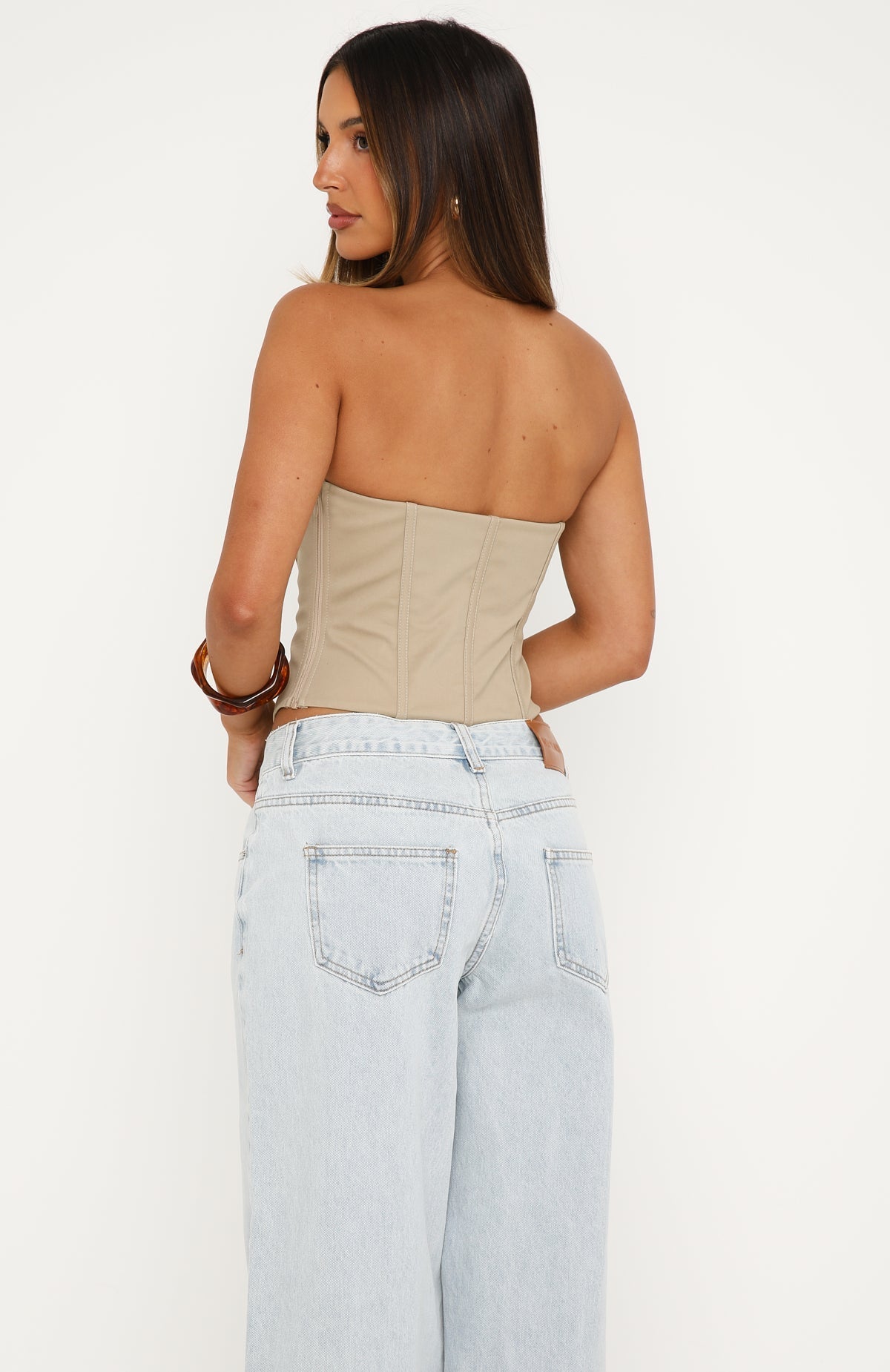 Stripe Nights Strapless Bustier Taupe