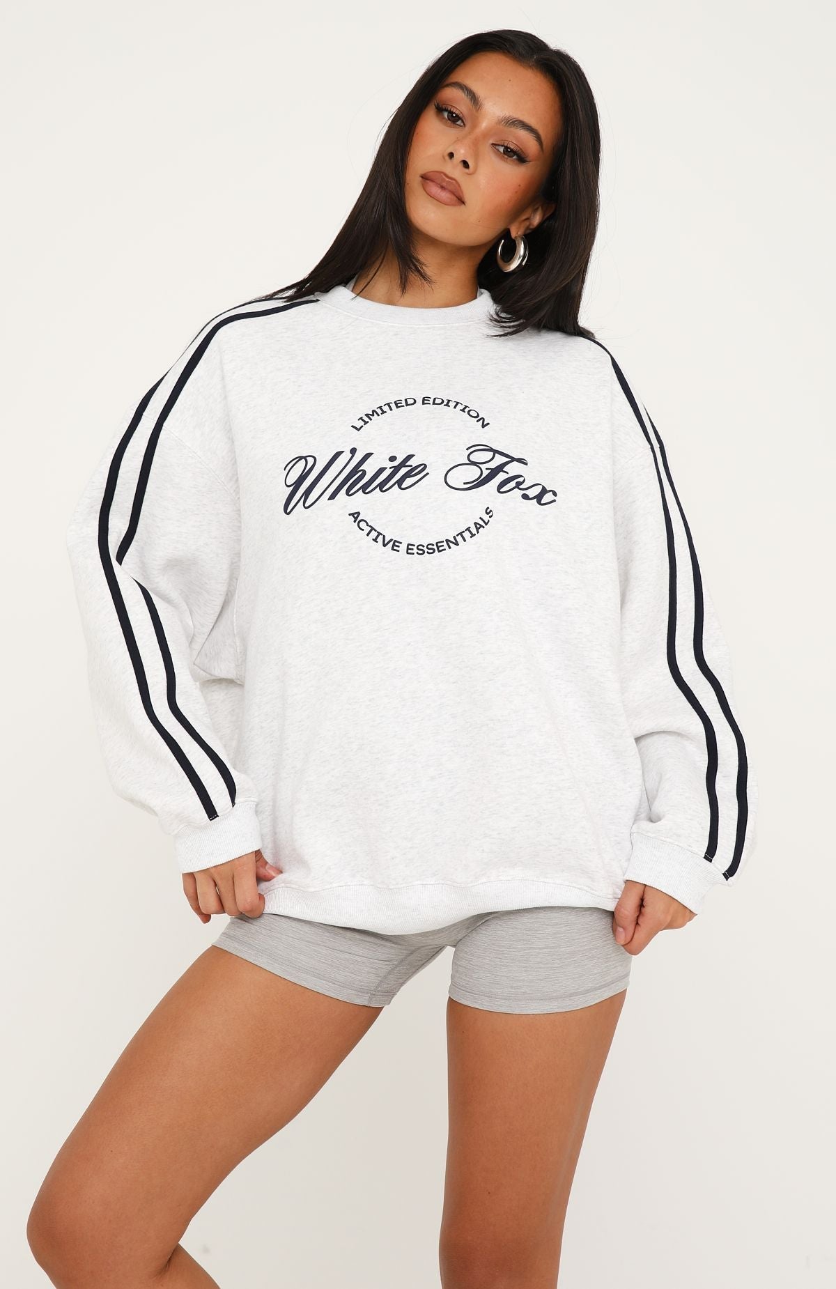Lights Are Shining Oversized Drop Shoulder Sweater Grey Marle