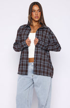 Might Be Time Button Up Shirt Blue/Chocolate