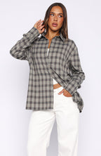 At First Light Button Up Shirt Blue/Grey Check