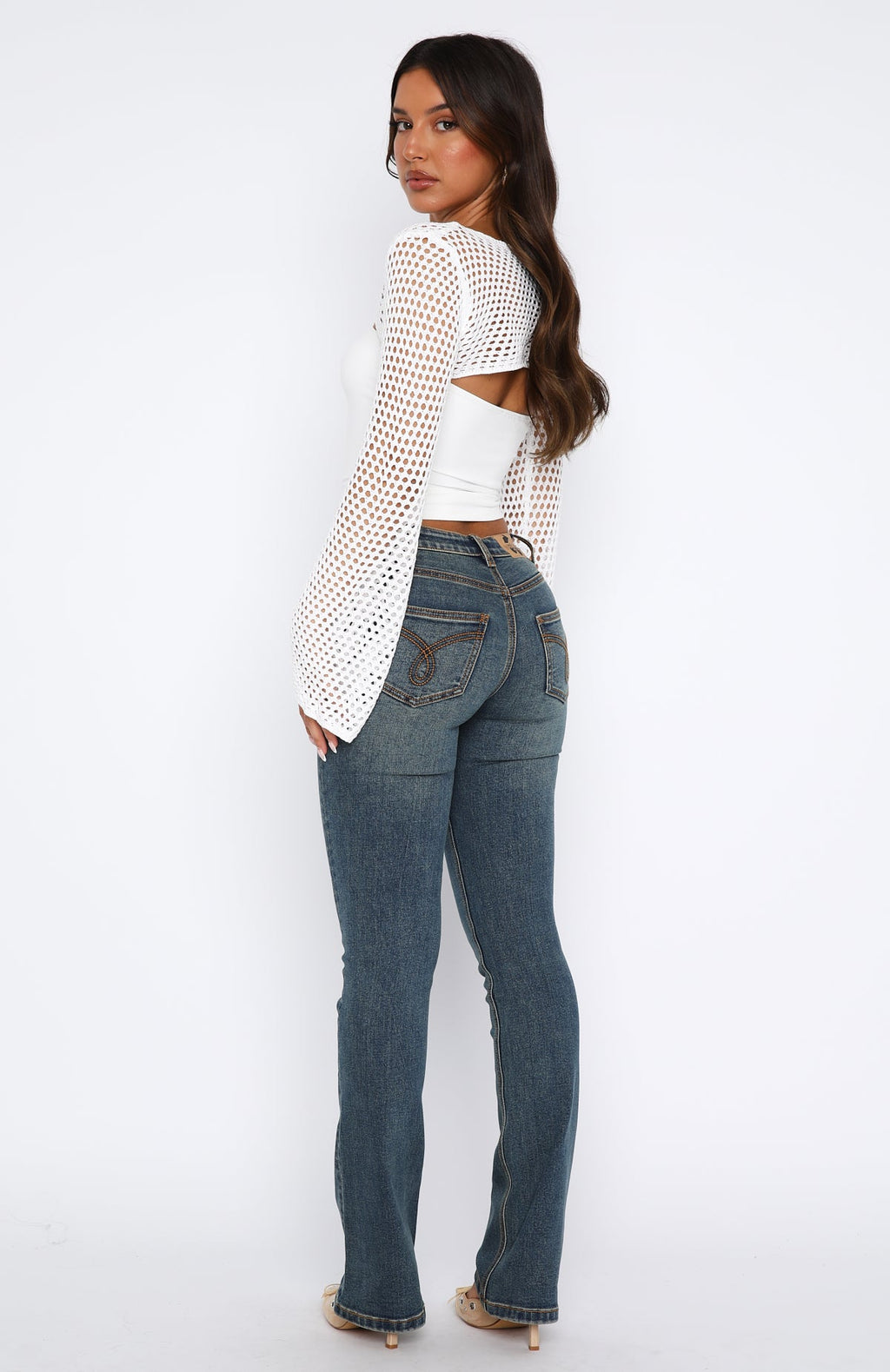 Wait For No One Low Rise Bootleg Jeans Mid Vintage Blue Wash