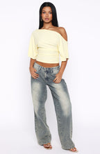 Marrakech Moments Cinched Waist Top Lemon