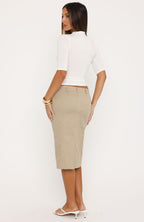 Torn Night Midi Skirt Taupe