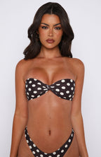 Kaya Bikini Top Choc/Cream Polka Dot
