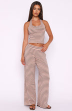Looking Back Wide Leg Pants Pink Stripe