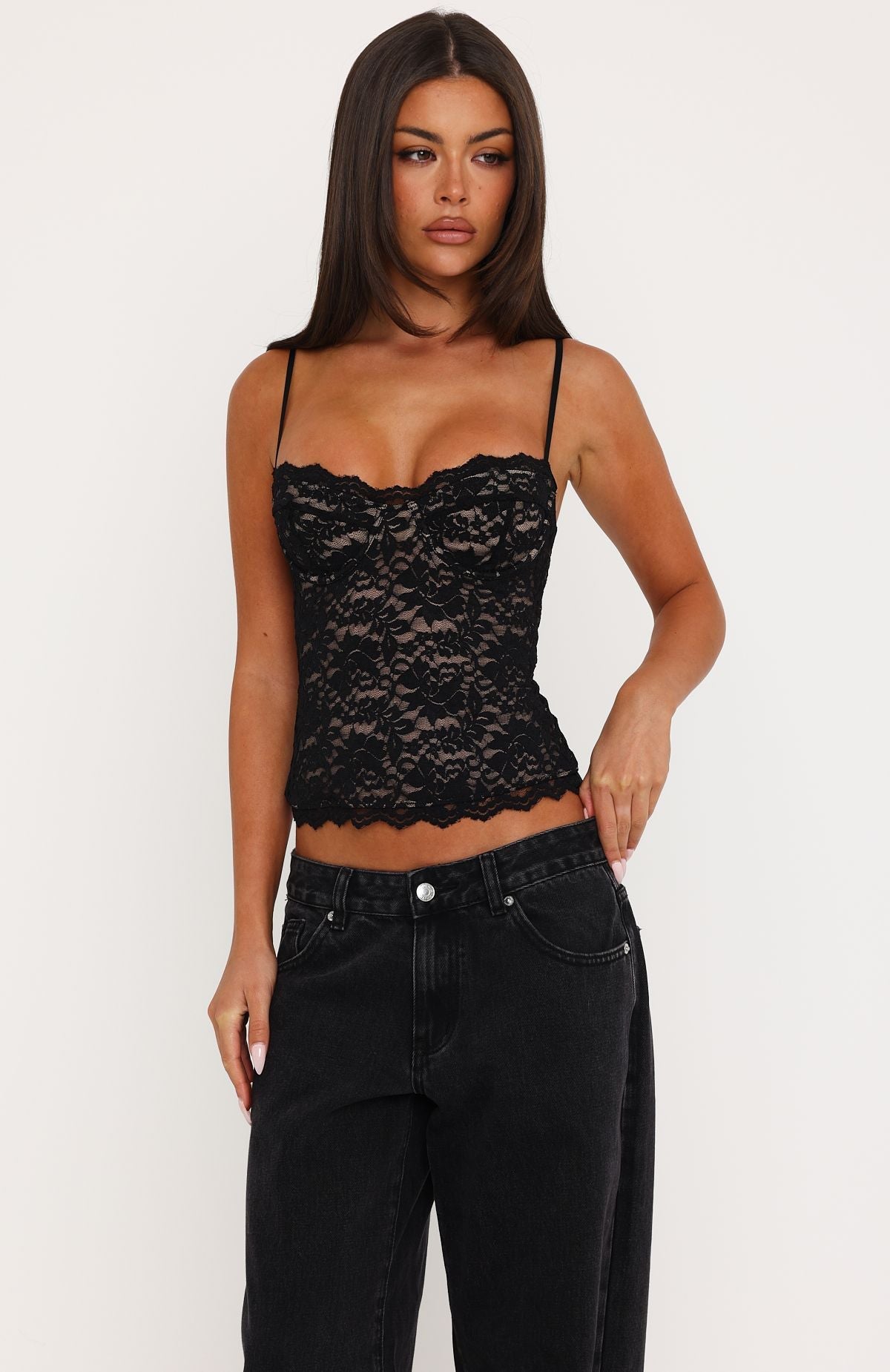All Mine Lace Bustier Black