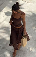 Free All Night Midi Skirt Chocolate