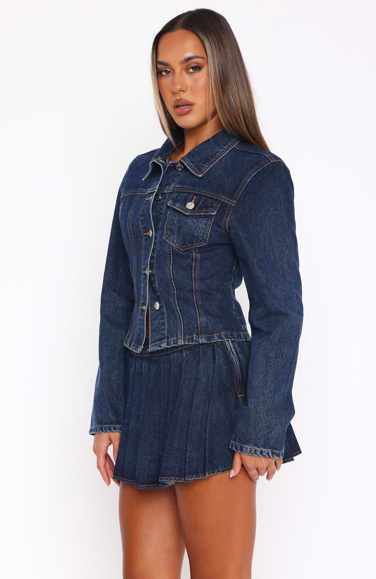 Ayla Denim Mini Skort Dark Blue Wash