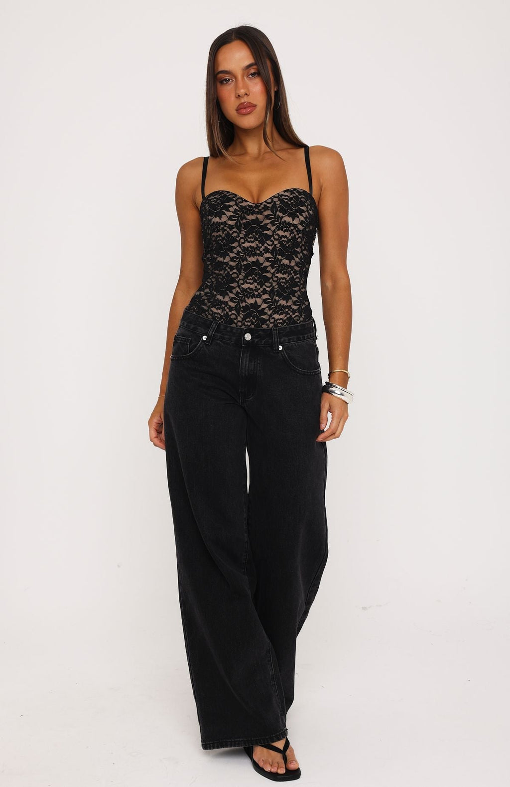 Breaking Hearts Lace Bodysuit Black
