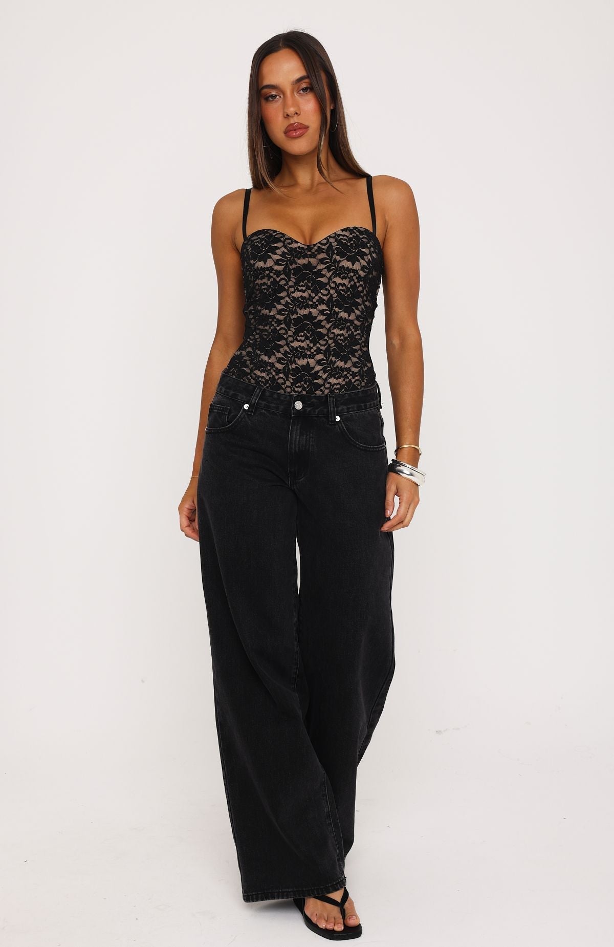 Breaking Hearts Lace Bodysuit Black