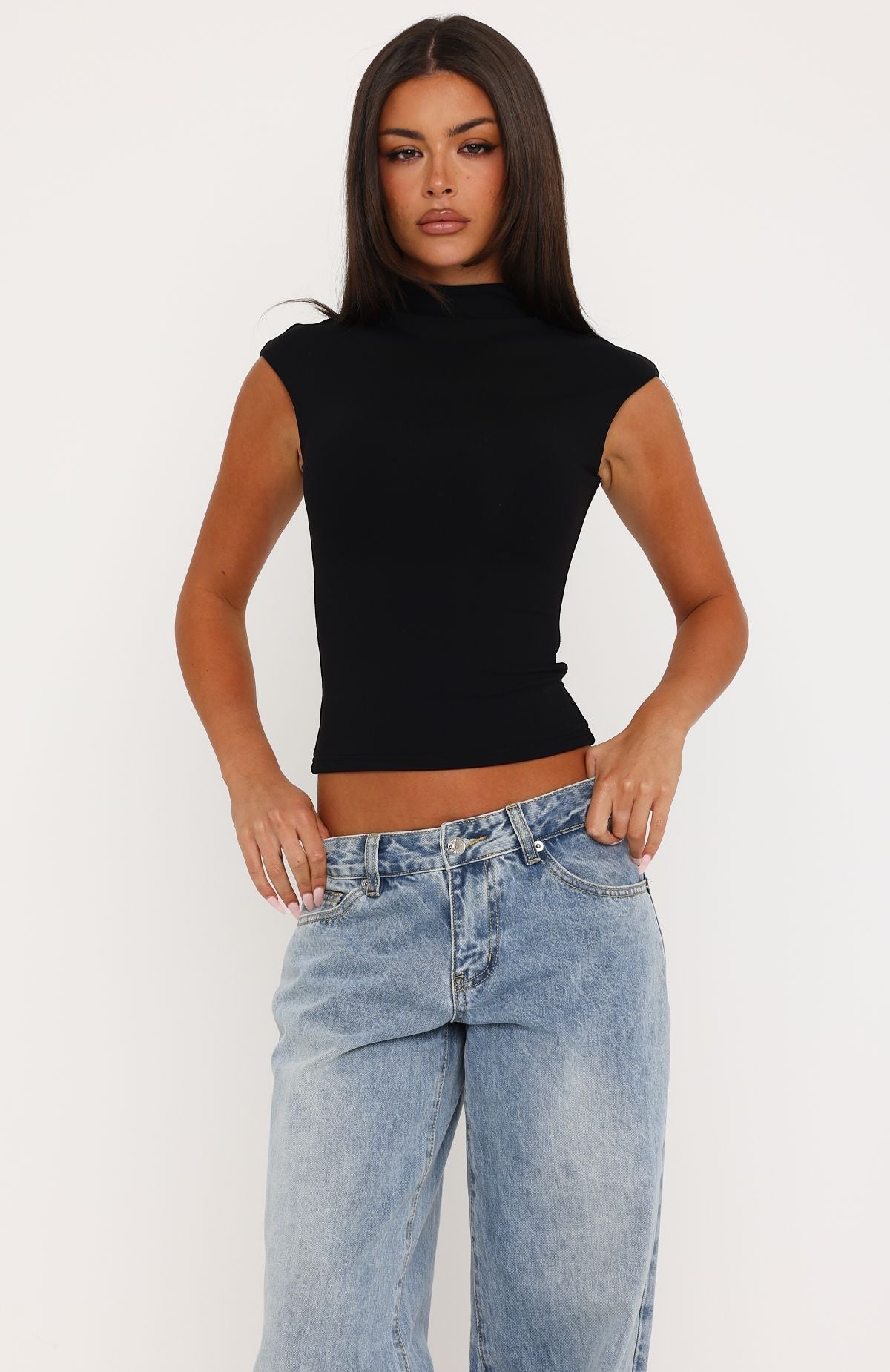 No Apologies Needed High Neck Top Black
