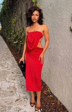 The Romantic Strapless Midi Dress Ruby