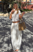 Out There Somewhere Pants White/Beige Pinstripe