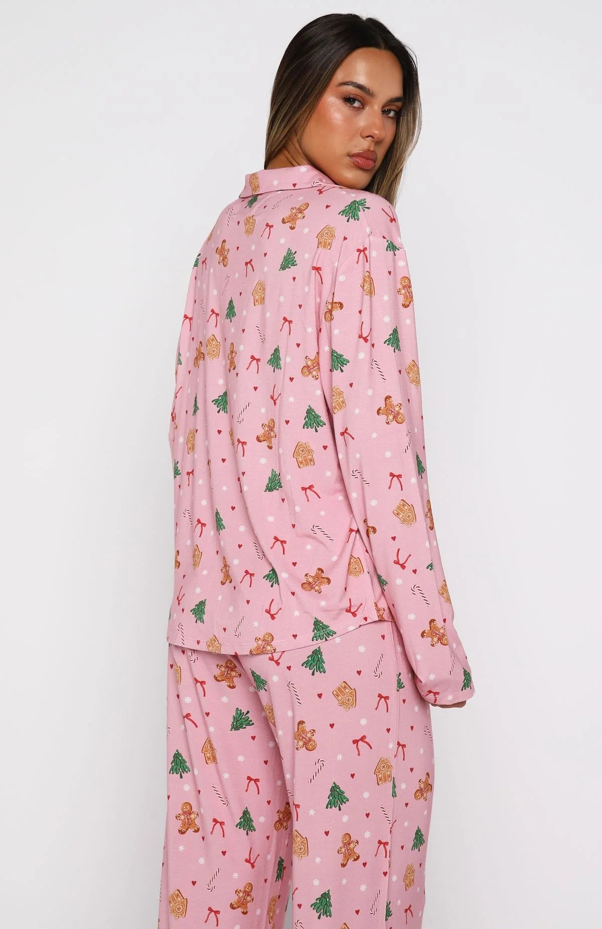 Pillow Talk Printed Long Sleeve Pyjama Set Candy Kiss