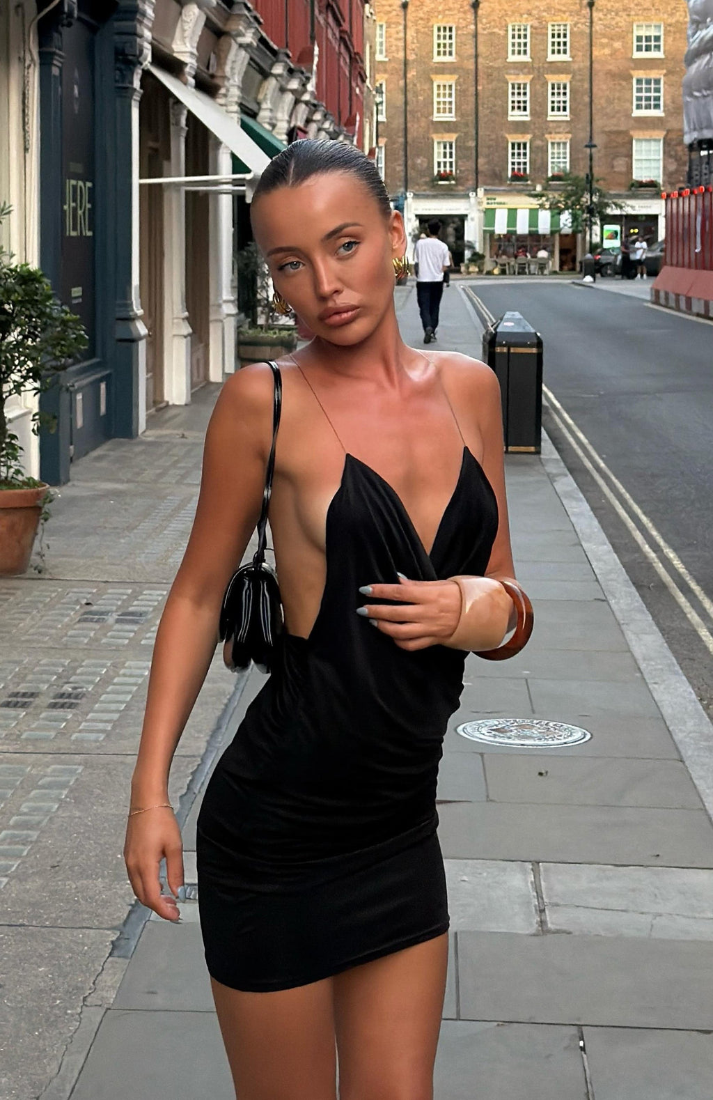 Made Me Blush Invisible Strap Mini Dress Black