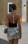 Celestial Curve Halter Top Black