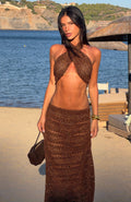 Chiara Crochet Maxi Skirt Chocolate
