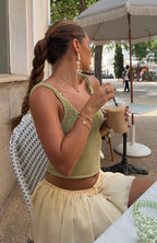 La Luna Beaded Knit Top Apple