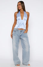 Here For Me Halter Top Blue