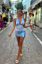 Forgiven Aura Shell Mini Skirt Blue