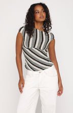 Waiting for Tomorrow Top Brown/Blue Stripe