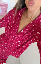 Pillow Talk Printed Long Sleeve Pyjama Set Cherry Noel