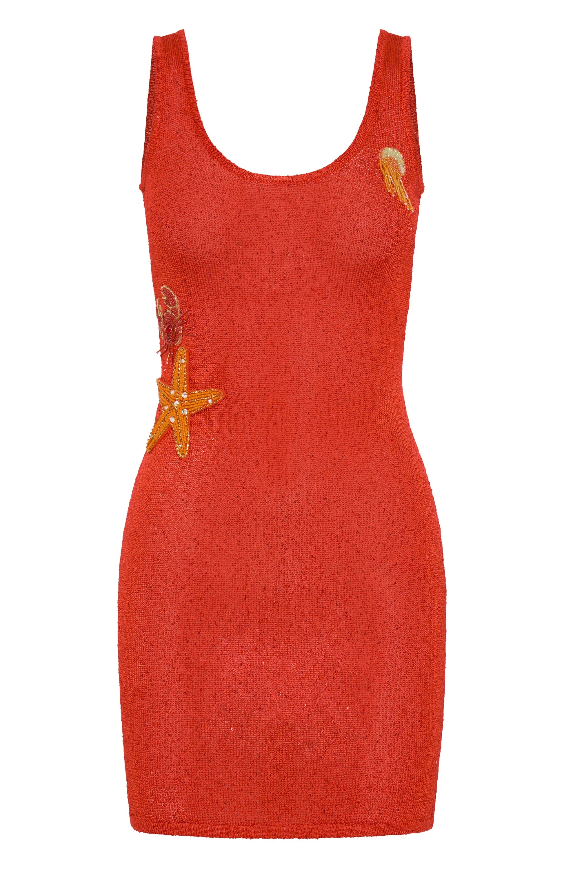 Ocean Vibes Sequin Knit Mini Dress Orange