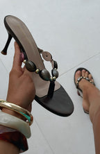 Nina Beaded Mules Chocolate