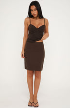 Take A Stance Midi Skirt Chocolate