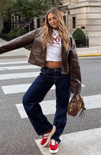 Bring The Style Low Rise Wide Leg Jeans Dark Indigo Wash