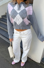 Cinzia Argyle Knit Sweater Rose Winter