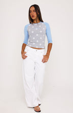 Remy 3/4 Sleeve Top Grey/Blue