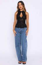 Diamond Girl Lace Top Black