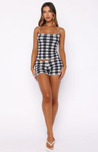 Iconic Duo Knit Cami Top Navy/Cream Gingham