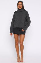 Luxe Layers Knit Sweater Charcoal