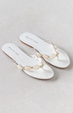 Kira Beaded Thong Sandals White