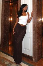 Secret Kisses Embellished Maxi Skirt Chocolate