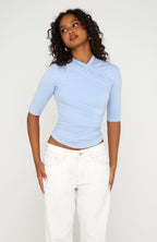 Quiet Crush 3/4 Sleeve Top Powder Blue