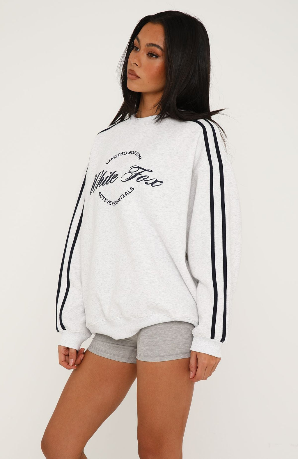 Lights Are Shining Oversized Drop Shoulder Sweater Grey Marle