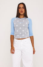 Remy 3/4 Sleeve Top Grey/Blue