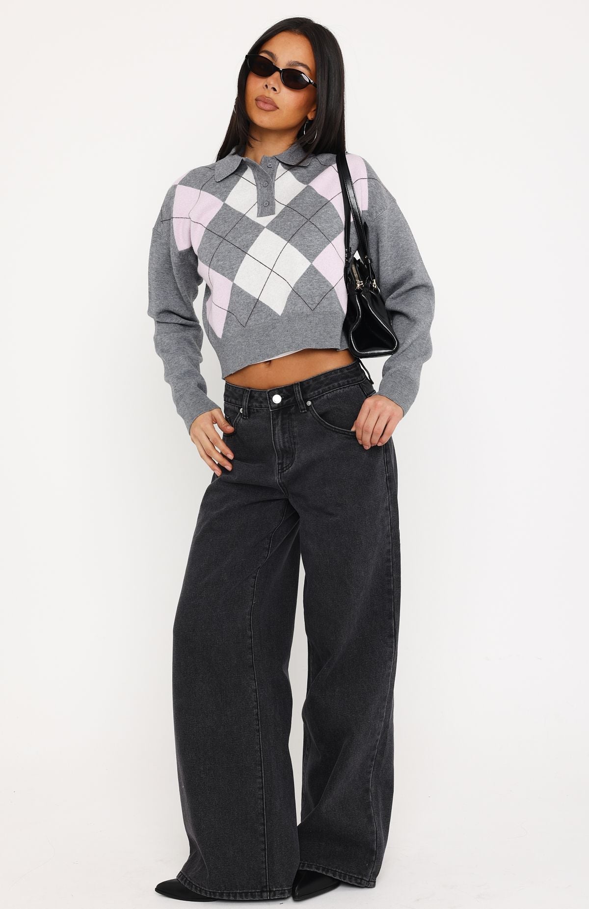 Cinzia Argyle Knit Sweater Rose Winter