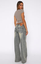 Maeve Low Rise Wide Leg Jeans Sand Wash