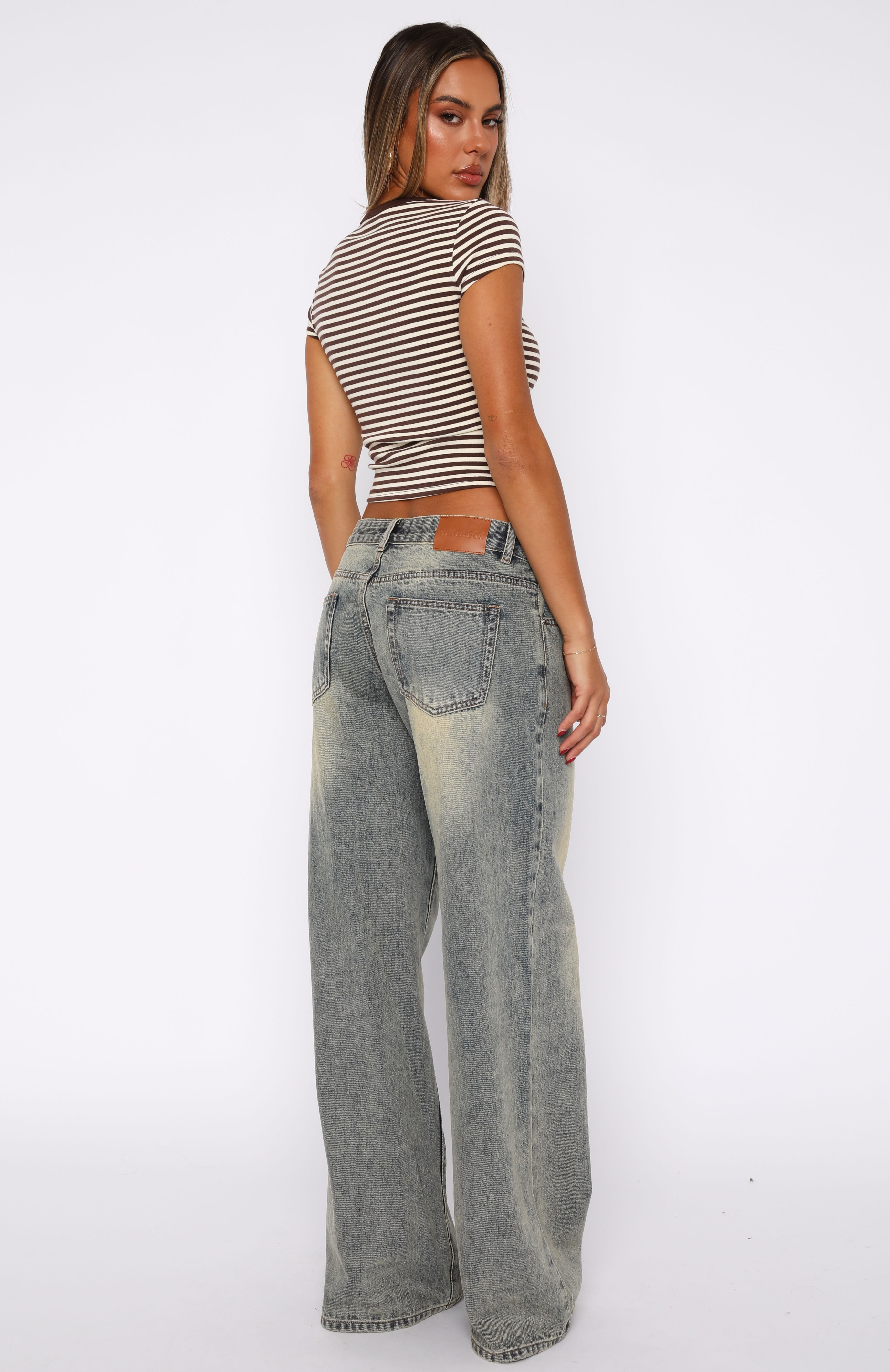 Maeve Low Rise Wide Leg Jeans Sand Wash