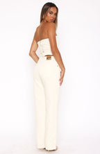 Leah Low Rise Straight Leg Jeans Cream Wash